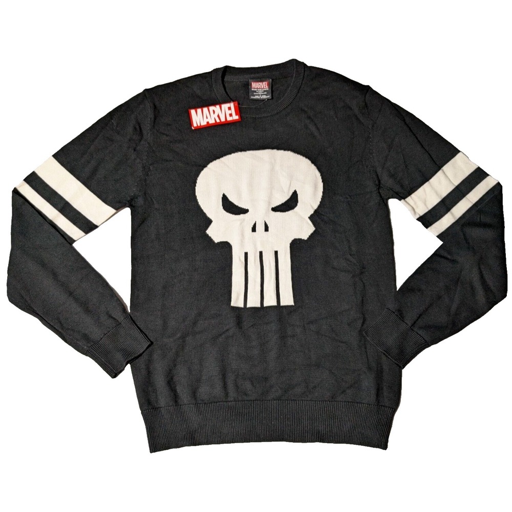 MARVEL PUNISHER Men‎ Small Pullover Black Bioworld Sweater NEW